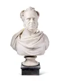 A marble portrait bust of a gentleman by John Adams-Acton, 1865, sculpture, sold Oct 2024