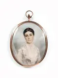 A portrait miniature of emma susan ramsden by Y Charles James Turrell, Watercolour on ivory image, sold Oct 2024