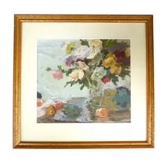 Still life of roses by Anna Cherednichenko, 1950, oil, sold Jan 2025