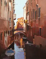 Venice by Peter Wileman, oil on board, sold Jan 2025