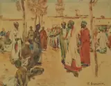 North African slave market by Frank Brangwyn, watercolour, sold Jan 2025