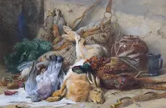 Studies of dead game by James Hardy junior, watercolor, sold Jan 2025
