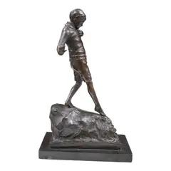 An early 20th century bronze figure of a boy by Lorna Adamson, 1913, bronze, sold Jan 2025