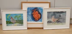 Swimming crab by Caroline Conran, mixed media, offered Dec 2024