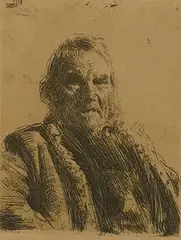 Old Soldier by Anders Zorn, etching, offered Dec 2024