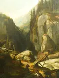 Landscape with a deep ravine by Pierre Girard, oil on canvas, offered Dec 2024