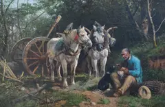 Carter and horses at restoil on canvassigned and dated 187640 by Richard Beavis, 1876, oil on canvas, sold Dec 2024