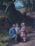 The Pet Bird by William Bramley, oil on canvas, sold Dec 2024