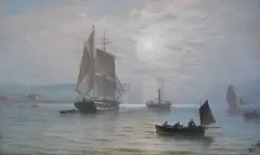 Shipping off Newhaven harbour by Isaac Walter Jenner, oil on canvas, sold Dec 2024