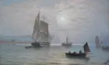 Shipping off Newhaven harbour by Isaac Walter Jenner, oil on canvas, sold Dec 2024
