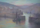 The haven under the hill, evening by Herbert E. Butler, oil on board, sold Dec 2024