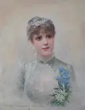 Portrait of a brideoil on panelsigned and dated Paris by Georges Croegaert, oil on panel, sold Dec 2024