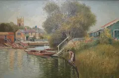 Church Island on the Thames by Charles John De Lacy, 1905, oil on canvas, offered Dec 2024