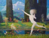 The Garden of Childhood by Norwood MacGilvary, Oil on canvas relined within the past, sold Dec 2024