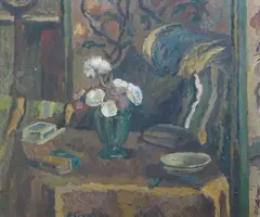 Still life by Duncan Grant, oil on card, sold Dec 2024