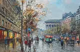 Boulevard de la Madeleine by Antoine Blanchard, oil on canvas, sold Dec 2024