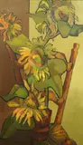 Sunflowers by S. Vazi, oil on canvas, sold Dec 2024