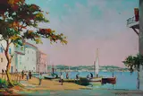 Mediterranean harbour sceneoil by Cecil Rochfort D'Oyly-John, oil on canvas board, sold Dec 2024