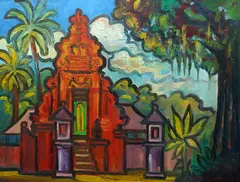 Pura Segara Desa Saba, Bali by John Van der Sterren, 2003, oil on canvas, sold Dec 2024