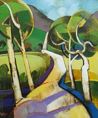 Trees & Shadows by Geoffrey Key, oil on canvas, offered Dec 2024