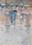The Campo, Rainy Day by Bernard Dunstan, oil on board, sold Dec 2024