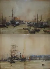 Greenwich Reach by Charles Dixon, watercolor, sold Dec 2024