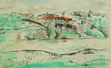 Gravés by Henryk Hayden, ink and watercolour on paper, sold Dec 2024