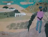J.T. on Holiday by Mary Fedden Obe R.A. Pprwa, 1980, watercolour, sold Dec 2024