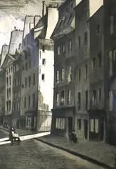 Quartier Latin by Christopher Richard Wynne Nevinson, etching, sold Dec 2024