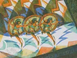 Divertissement by Cyril Power, linocut, sold Dec 2024