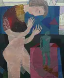 La Sorpresa by Cynthia Gomez Cortes, acrylic on canvas, sold Dec 2024
