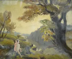 Leda and the swan by Francis Helps, oil on canvas, sold Dec 2024