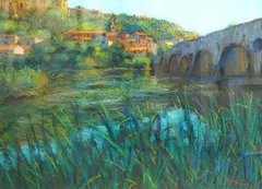 Bridge at Beziers by John Mackie, pastel, sold Dec 2024