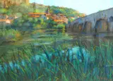 Bridge at Beziers by John Mackie, pastel, sold Dec 2024