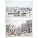 Piccadilly Circus and London Bridge by Alfred Robert Quinton, watercolor, sold Dec 2024