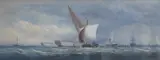 Shipping scene with English vessels by Charles Taylor Jnr., watercolour, sold Dec 2024