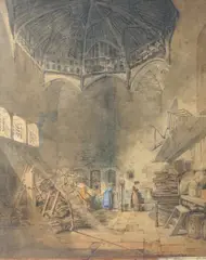 The Kitchen at Harcourt by William Alfred Delamotte, 1806, watercolour, sold Dec 2024