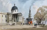National Gallery and St Martin's by Edward Wesson, ink and watercolour, sold Dec 2024