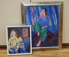 Why do women always want too much? by Caroline Conran, oil on canvas, offered Dec 2024