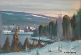 Winter landscape by Sven-Erik Höjland, oil on canvas, offered Nov 2024