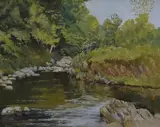Irish riverscape by David Bond Walker, oil on canvas, sold Nov 2024