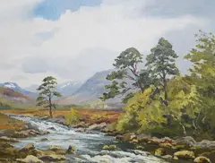 Mountainous riverscape by Robert Egginton, oil on canvas, sold Nov 2024