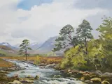 Mountainous riverscape by Robert Egginton, oil on canvas, sold Nov 2024
