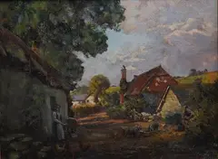 Farmyard scene by J Corsan Morton, 1890, oil on canvas, sold Nov 2024