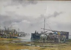 Low tide at Scarborough by George Hamilton Constantine, watercolour, sold Nov 2024
