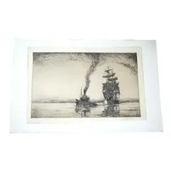 Drypoint etching by Arthur Briscoe, etching, sold Nov 2024