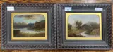A moonlit bay / cove and a countryside view by G. Morris, oil, sold Jun 2025