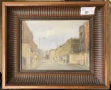 Sunday Moring Connalight Street by Geoffrey Burrows, oil on board, sold Jun 2025