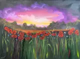 Red Poppies Painting by Ted Stourton, acrylic on canvas, sold Jun 2025