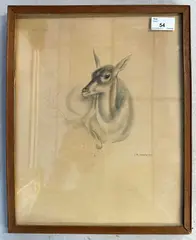 Study of a recumbent deer by John Skeaping, pencil and ink, sold Jun 2025